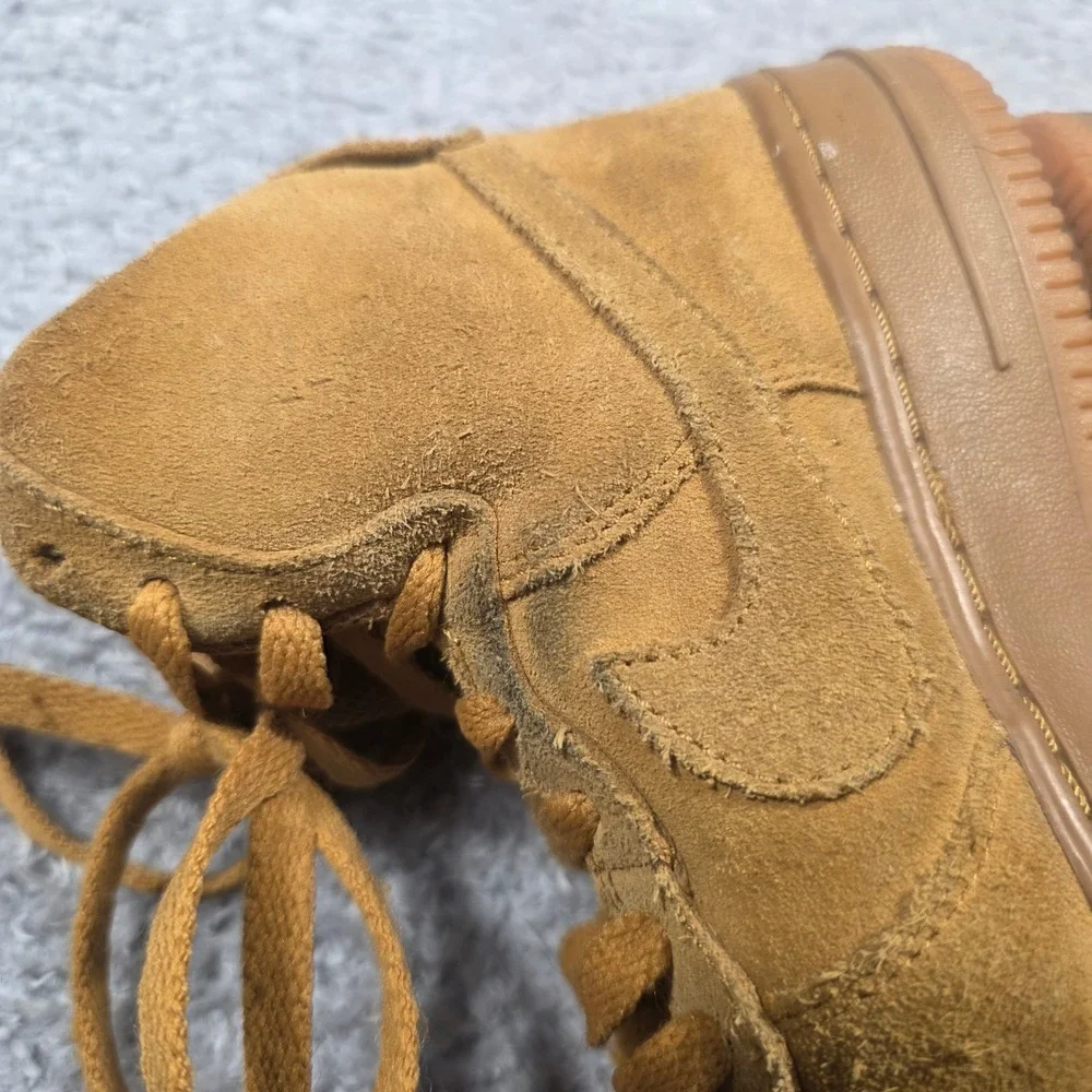 Nike Air Force 1 High WB Youth 4.5Y Wheat Suede Brown Good Condition 807617-701